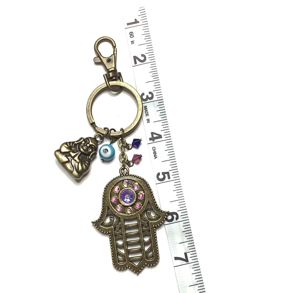 Hamsa, Evil Eye, Buddha Keychain / Bag Charm - Picture 3 of 4